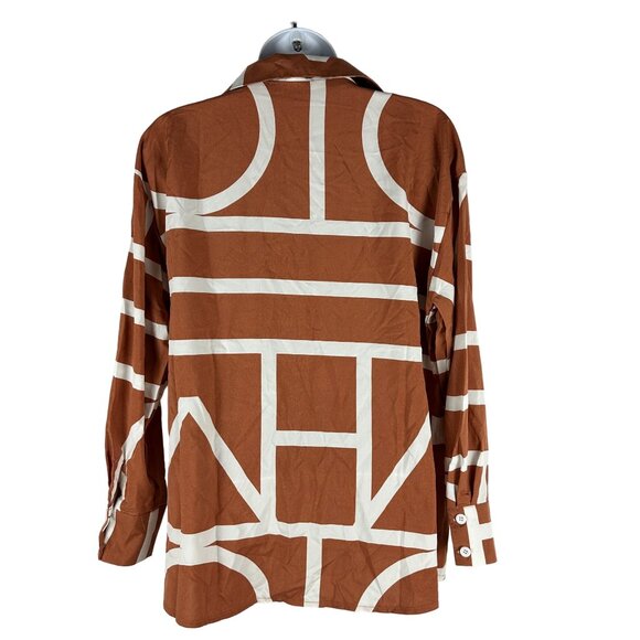 Womens Vintage Style Geometric Print Button-Up Shirt Size S - Picture 2 of 5